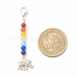 Chakra-Thema natürliche und gefärbte Malaysische Jade-Perlen-Anhänger-Dekorationen&nbsp;HJEW-JM00642-04