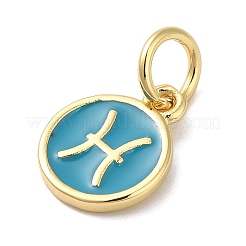Véritables breloques en émail en laiton plaqué 18k or véritable&nbsp;KK-L216-001G-A05