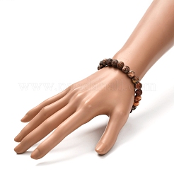 Bracciale elasticizzato con perline di diaspro in pelle di leopardo naturale smerigliato per uomo donna&nbsp;BJEW-JB06809
