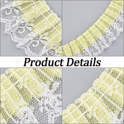 10 ярд двухслойных плиссированных кружевных лент из полиэстеровой органзы&nbsp;SRIB-GF0001-43A