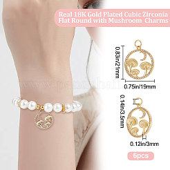 6 шт. подвески из латуни с микропаве из прозрачного кубического циркония на осеннюю тематику&nbsp;KK-BBC0005-83