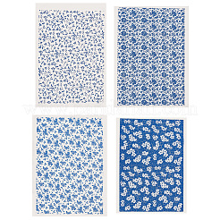 4 Stück 4 Stile Blumenmuster Papier Keramik Aufkleber&nbsp;DIY-GF0013-26