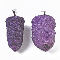 Pendentifs en agate druzy naturelle brute électrolytique brute&nbsp;G-S359-274C