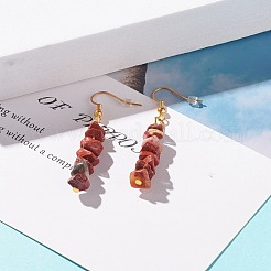 Orecchini pendenti con perline di diaspro rosso naturale&nbsp;EJEW-JE04788-02