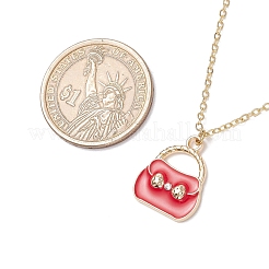 Сплав эмаль сумочка кулон латунный кабель цепь ожерелья для женщин&nbsp;NJEW-JN05273