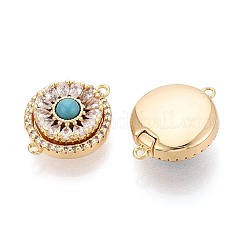 Латунные застежки с прозрачными фианитами и магнитными застежками&nbsp;KK-N287-09G