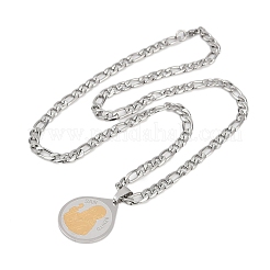 Ожерелья с подвеской в виде капли с узором «Отец Святой Бенедикт» из нержавеющей стали 201 для мужчин и женщин&nbsp;NJEW-K283-19G