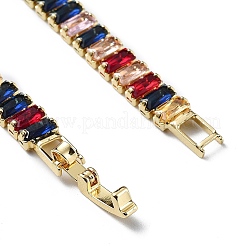 Braccialetti a catena con micro pavè di zirconi cubici in ottone placcato a cremagliera con chiusure pieghevoli&nbsp;BJEW-C052-02G