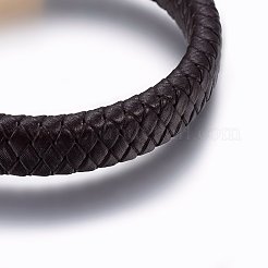 Pulseras de cordón trenzado de cuero&nbsp;BJEW-E345-13A-G