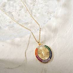 Элегантные старинные латунные ожерелья с подвесками в виде кубических цирконий с изображением Девы Марии&nbsp;JB8596-2