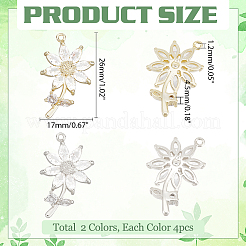 8шт 2 цвета латунные микропаве прозрачные кубические циркониевые подвески&nbsp;FIND-PH0021-01