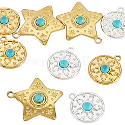 9 pièces 3 styles pendentifs turquoise synthétiques&nbsp;STAS-TA0006-41