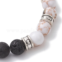 Женские браслеты из круглых бусин из натуральной лавы&nbsp;BJEW-JB12743