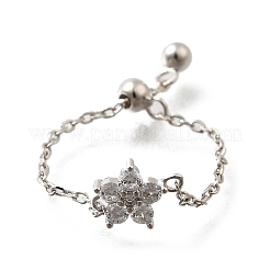 925 серебряное кольцо-слайдер с микропаве из кубических цирконий&nbsp;RJEW-R016-02P-02