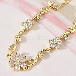 Bracciali a catena con micro pavé di zirconi cubici in ottone per donna&nbsp;BJEW-C156-04D-02G