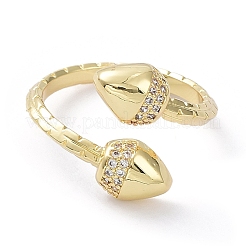 Открытые манжеты с прозрачными циркониями и двойными желудями&nbsp;RJEW-G287-01G