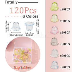 120 capuchon de perles en acrylique transparent de 6 couleurs.&nbsp;TACR-TA0001-75
