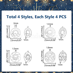 16 шт. 4 стиля подвески из нержавеющей стали 201&nbsp;STAS-UN0061-14