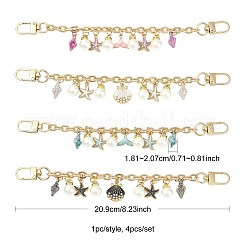 4 pz 4 stili lega strass con perline acriliche ciondolo catena cavo borsa catene decorative&nbsp;HJEW-FS00060-04