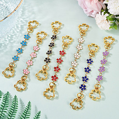 7 шт. 7-цветные эмалевые цепочки для сумок-цветочков из сплава&nbsp;HJEW-TAC0104