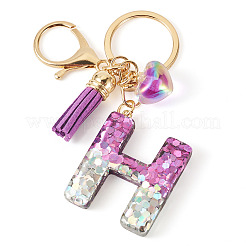 Porte-clés cœur en résine et alliage&nbsp;KEYC-TADJ0002-01G-H