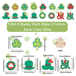 32 Stück 16 Stile Saint Patrick's Day Legierung Emaille-Anhänger&nbsp;ENAM-SC0006-10