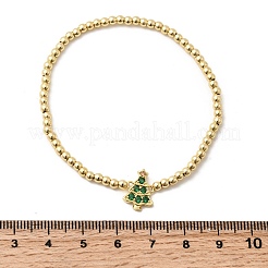 Рождественские браслеты из латуни с микропаве из кубических цирконий&nbsp;LS-BJEW-K289-01B-G