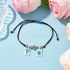 Braccialetti intrecciati con perline in lega e ottone&nbsp;BJEW-MZ00075-03