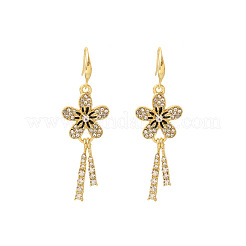 Серьги-кисточки из цветочного сплава с кристаллами и стразами&nbsp;FS-WG038B8-01