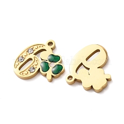 Pendentifs en acier inoxydable 304 émaillé et strass&nbsp;STAS-B130-01G-6