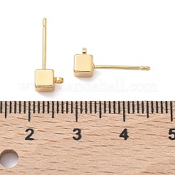 Фурнитура для сережек-гвоздиков в форме куба из латуни&nbsp;XGR0106G-121G