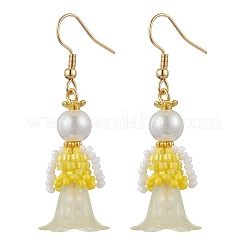 Серьги-подвески из стеклянных бусин ручной работы&nbsp;EJEW-MZ00446-01