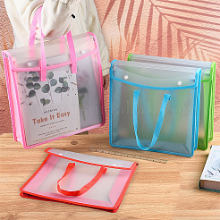 4 Stück durchscheinende Tragetaschen aus PP zur Aufbewahrung von Büchern in 4 Farben mit Griffen aus Polyester&nbsp;ABAG-FG0001-12