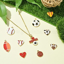 10 шт. 10 подвески в спортивном стиле с шариками из сплава и эмалью&nbsp;ENAM-YW0004-55