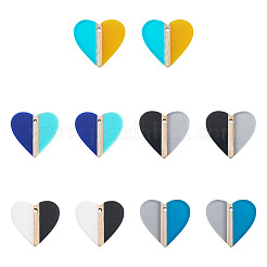 10 шт. подвески из непрозрачной и прозрачной смолы и дерева 5 цветов&nbsp;RESI-TA0004-59