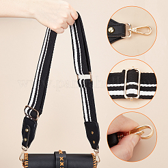 Taschenriemen aus Baumwollgewebe mit Streifenmuster und PU-Leder&nbsp;FIND-WH0001-57A