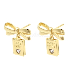 Латунные серьги-гвоздики с микропаве из кубического циркония&nbsp;EJEW-H180-20B-G