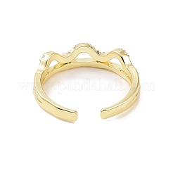 Открытое кольцо-манжета с прозрачной волной кубического циркония&nbsp;RJEW-B028-06G