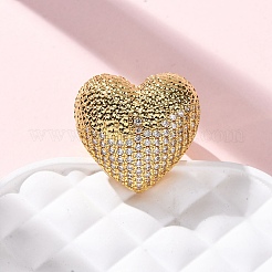 Латунные микропаве кубические цирконии регулируемые открытые манжеты кольца для женщин&nbsp;RJEW-A072-02G