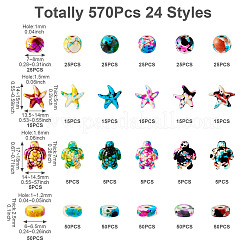 570 шт. 24 вида синтетических бирюзовых бусин&nbsp;G-TA0002-17