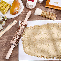 Rouleau à pâtisserie en bois imprimé fleurs&nbsp;AJEW-WH0314-689B