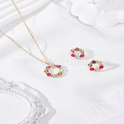 Комплект из ожерелья и серег-гвоздиков из сплава «венок» со стразами&nbsp;SJEW-LP0001-56A