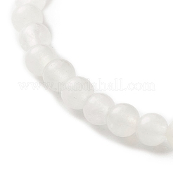Conjunto de pulsera elástica de cuentas redondas de jade blanco natural&nbsp;BJEW-JB07000