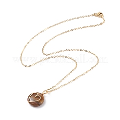 Collier de pendentifs en pierres précieuses naturelles enveloppées de fil de cuivre rond plat&nbsp;NJEW-JN03928