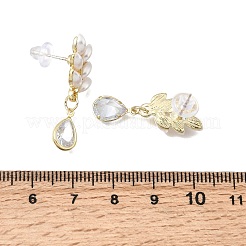 Orecchini pendenti a perno in lega e resina con perle e strass di cristallo&nbsp;EJEW-G466-11G
