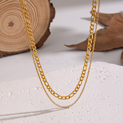 Минималистичные двухслойные ожерелья из нержавеющей стали 304 Figaro с цепочкой&nbsp;NG6941