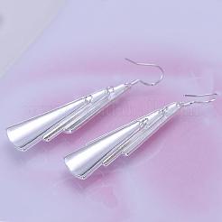 Серьги-подвески из текстурированной латуни с серебряным покрытием&nbsp;EJEW-BB11934