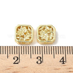 Квадрат с цветочными латунными бусинами&nbsp;KK-K293-71G