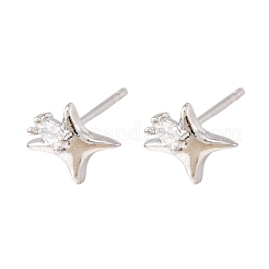 Серьги-гвоздики из латуни с прозрачным фианитом и прозрачным фианитом&nbsp;EJEW-L278-02P