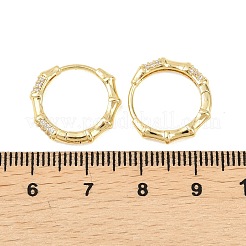 Серьги-кольца из бамбуковой латуни с микропаве из прозрачных кубических цирконий&nbsp;EJEW-D348-03G